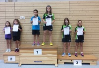 Siegerehrung Tischtennis-Kreiseinzelmeisterschaften 2015 Schülerinnen B Doppel