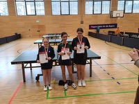 Im Wettbewerb der Mädchen 15 schafften es zwei Teilnehmerinnen des TVK auf das Treppchen. Erneut Mia Köhler (ganz links auf dem Foto) auf Platz zwei und Juna Steinberg (ganz rechts auf dem Foto) auf Platz drei erreichten damit auch jeweils die Quali.